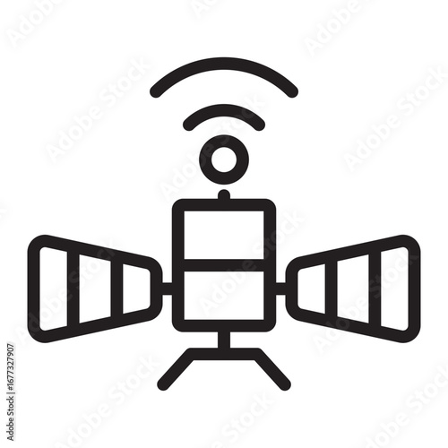 Cube Sat Vector Line Icon Design