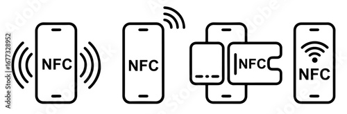 nfc contactless payment icon vector