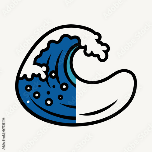 Minimal blue wave crest in rounded shape