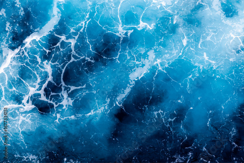 Sea water surface background. Aerial view of picturesque foamy water. Can be used in covers, packaging, posters, textures, presentations, art and design projects. Captivating vector illustration.