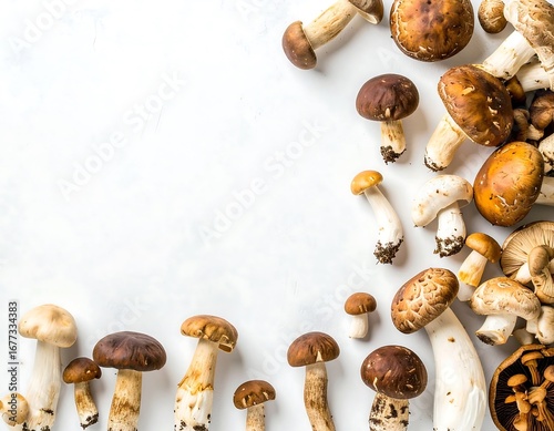 Fresh mushrooms arranged in a frame