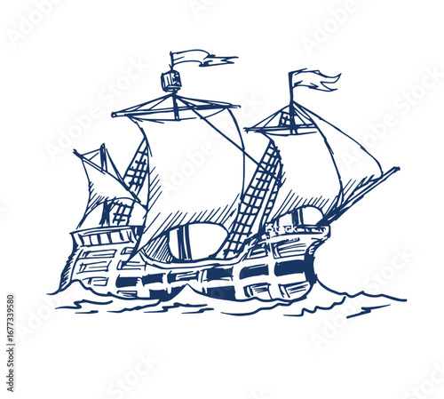 Set of sea ship illustrations isolated on white background. Design element for poster, t shirt, card, emblem, sign