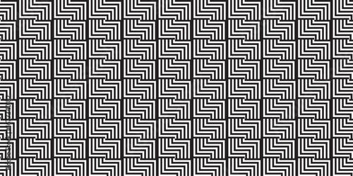 black and white fabric chevron metallic line geometric pattern square texture textile overlap design.	