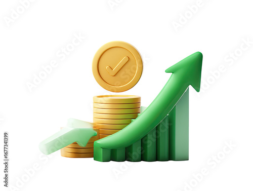 3D graphic of money and growth