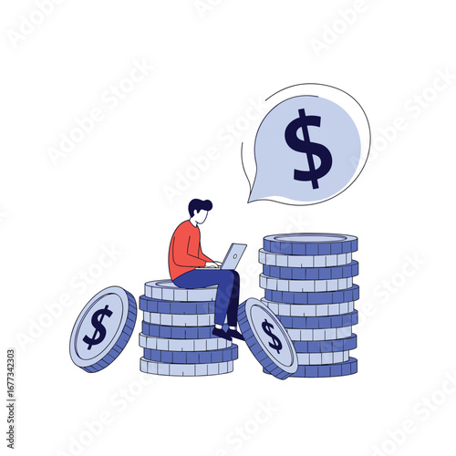 Person using laptop to grow wealth and accumulate money through online transactions