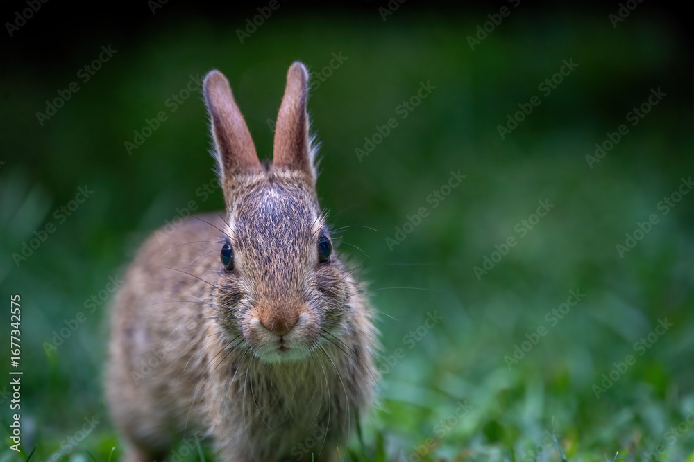 Fototapeta premium Baby Cottontail rabbit in Massachusetts