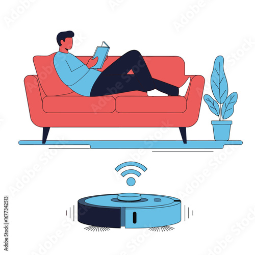 Modern home cleaning robot for effortless housekeeping and automated floor maintenance