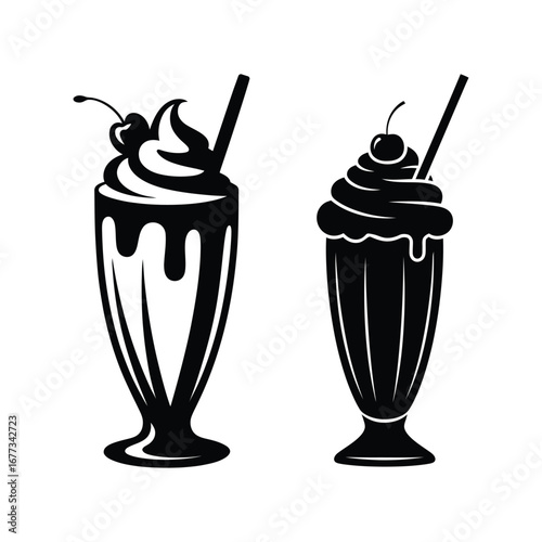 Retro Milkshake Vector Icons Set