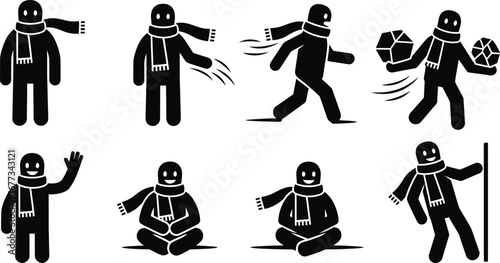 Person with Scarf - Winter Activities Stick Figures
