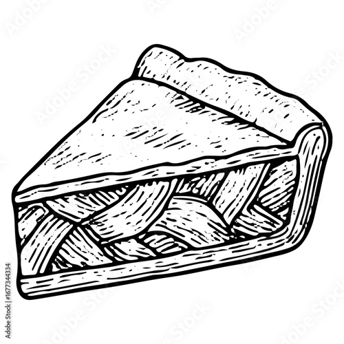 Hand-Drawn Apple Pie Slice with Filling Dessert Illustration