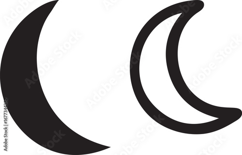 moon silhoutee and line vector icon Adobe Illustrator Artwork