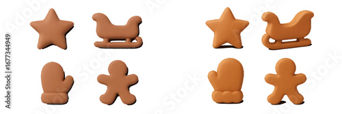 Holiday-themed cookie cutters in various shapes displayed on a white background for festive baking