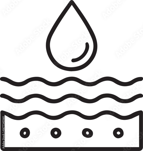 Skin layer with drop line vector icon 