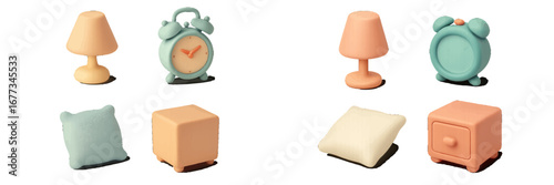 Colorful and playful desktop toys arranged on a white background showcasing creativity and design for children's playtime