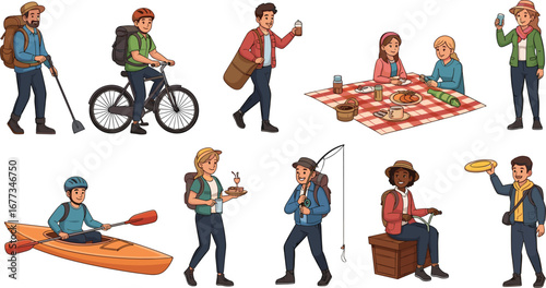 People enjoy outdoor activities like hiking and picnicking. Recreation, outdoors, adventure, lifestyle, nature, travel, vacation, recreation, leisure