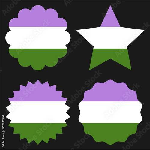 Genderqueer pride flag colors shape set vector illustration.LGBT community.