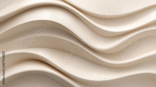 Diseño arquitectónico con capas onduladas en tonos beige que evocan fluidez, profundidad y elegancia visual, revestimientos decorativos, interiores modernos y soluciones estéticas en espacios modernos