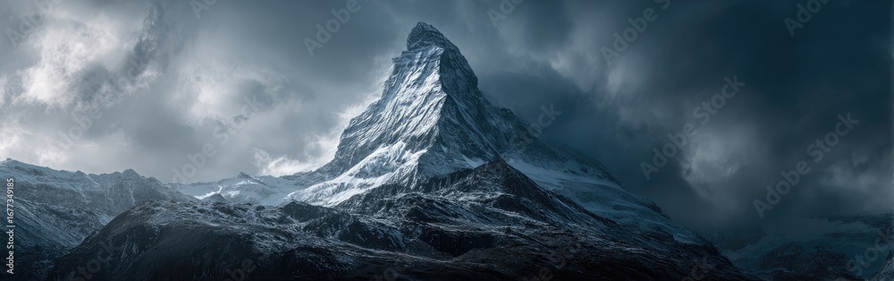 Obraz premium Dramatic mountain peak under a stormy sky