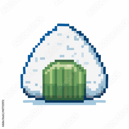 Onigiri Pixel Art Icon, 8-Bit Japanese Rice Ball