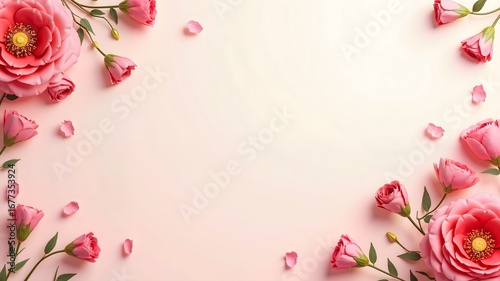 pink rose border Mother’s Day Street Art   sale banner design free space in the center
