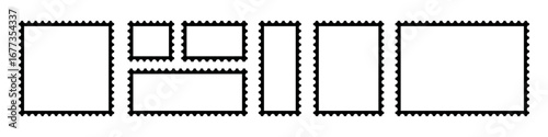 Set of blank postage stamp template. Postage stamp or Mockup postage stamps set for mail envelope.