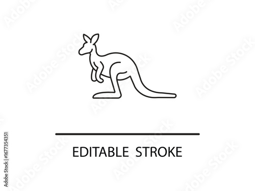 Simple line art kangaroo icon, perfect for Australian themes, nature projects, or modern graphic design needs.