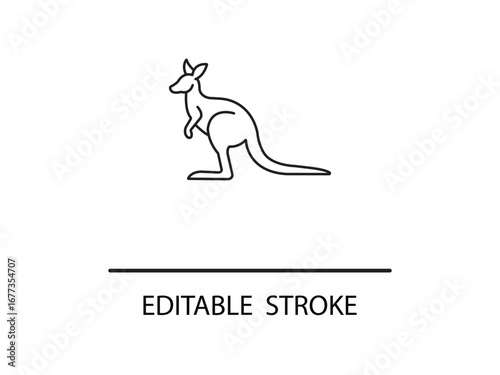 Simple line art kangaroo icon, perfect for Australian themes, nature projects, or modern graphic design needs.