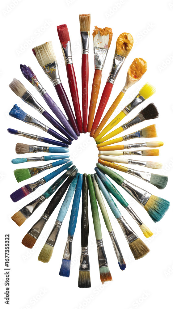 Obraz premium Assortment of Paint Brushes and Palette Knives on Transparent Background