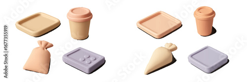 Colorful and playful food-themed clay pieces for creative crafts and imaginative play