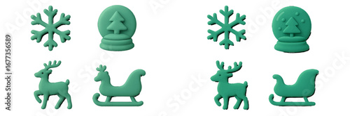 Holiday-themed silicone shapes for crafting and decoration use in various seasonal activities