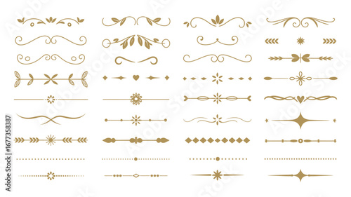 Golden Line Borders on Elegant Black Background – Ornamental Divider Designs for Luxury Invitations, Certificates, and Premium Projects – Decorative Elements to Enhance Sophisticated Aesthetic Appeal