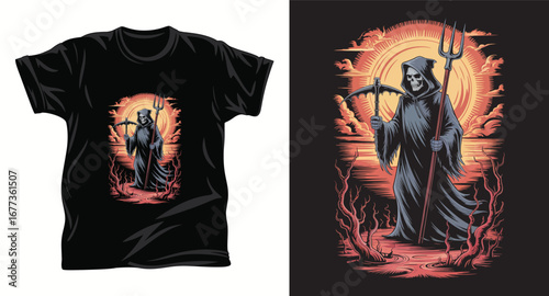 Horror graphic vector t shirt design print.