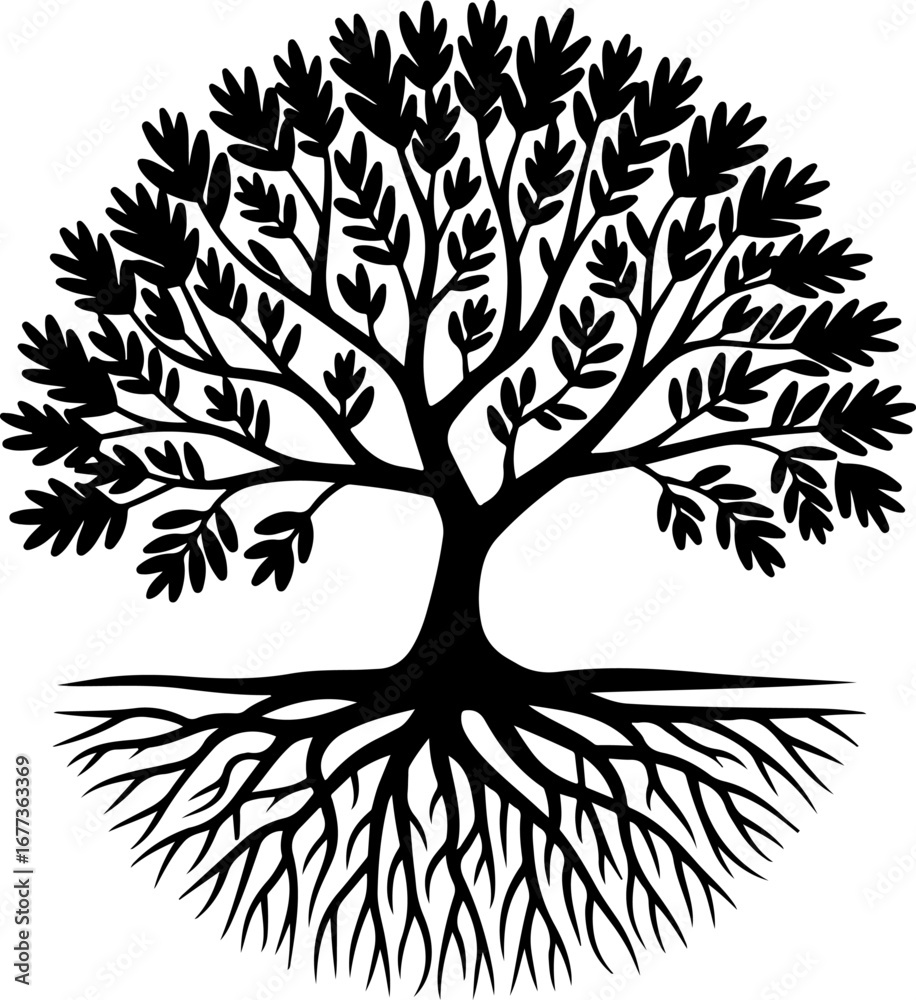 Obraz premium Mangrove Tree Silhouette Vector Illustration