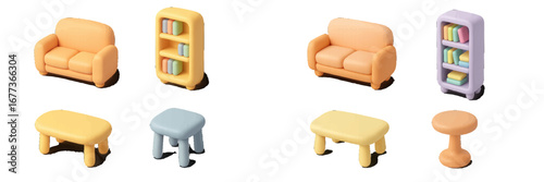 Colorful minimalist furniture set for playful living spaces and children's rooms showcasing comfort and design