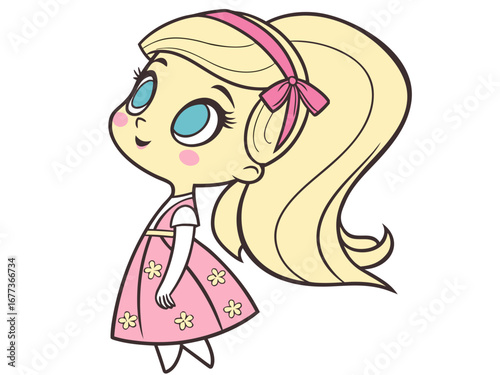 Trendy Fashion IllustratioA stylized, colorful illustration of a girl in 1980s fashion.n of a Girl in 80s Style. 