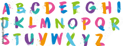 Colorful Paint Splatter Alphabet Vector  Artistic Hand Drawn Letters Clipart
