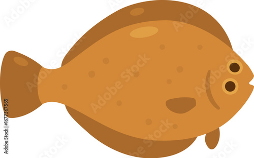 Cartoon halibut icon. Simple flat color vector style fish illustration.