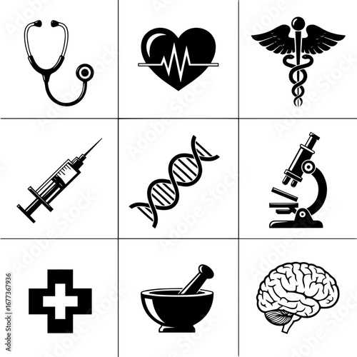 medical icons set