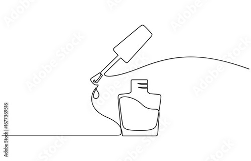 Nail varnish one line drawing isolated on transparent background. Editable vector