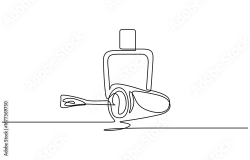Nail varnish one line drawing isolated on transparent background. Editable vector