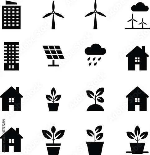 Sustainable Living symbols A Collection for Eco-Friendly Designs, Emphasizing 'Sustainability' and Environmental Awareness