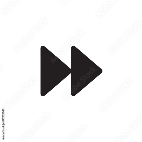 Forward silhouette black and white vector icon