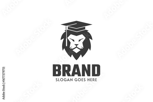 Face of lion with toga hat Logo design