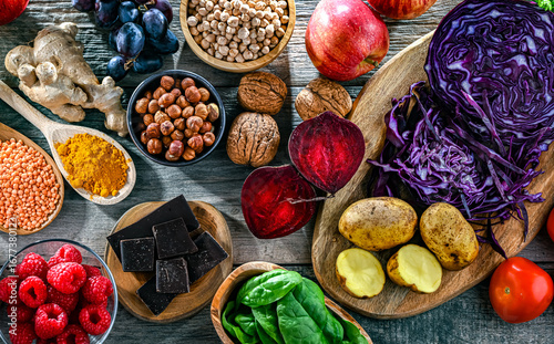 Foods rich in antioxidants. Healthy diet