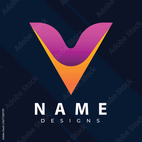 Gradient logo with abstract shape