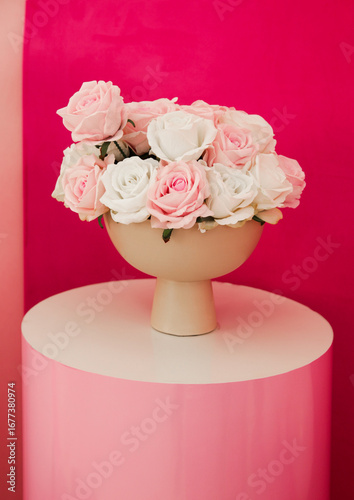 Bouquet on a pink background