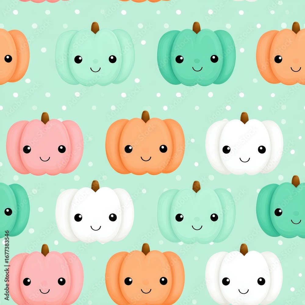 Fototapeta premium Cute Colorful Pumpkin Pattern for Autumn and Halloween Decor