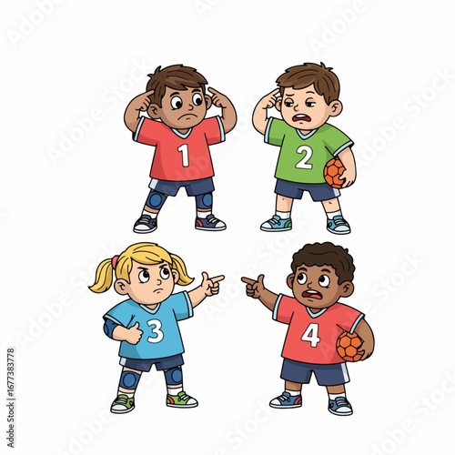 Cartoonish Hand Drawn Upset and Angry Children Illustration Characters