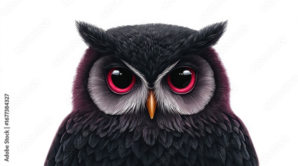 Fototapeta premium Enchanting Watercolor Illustration of a Witch's Familiar Owl with Striking Eyes