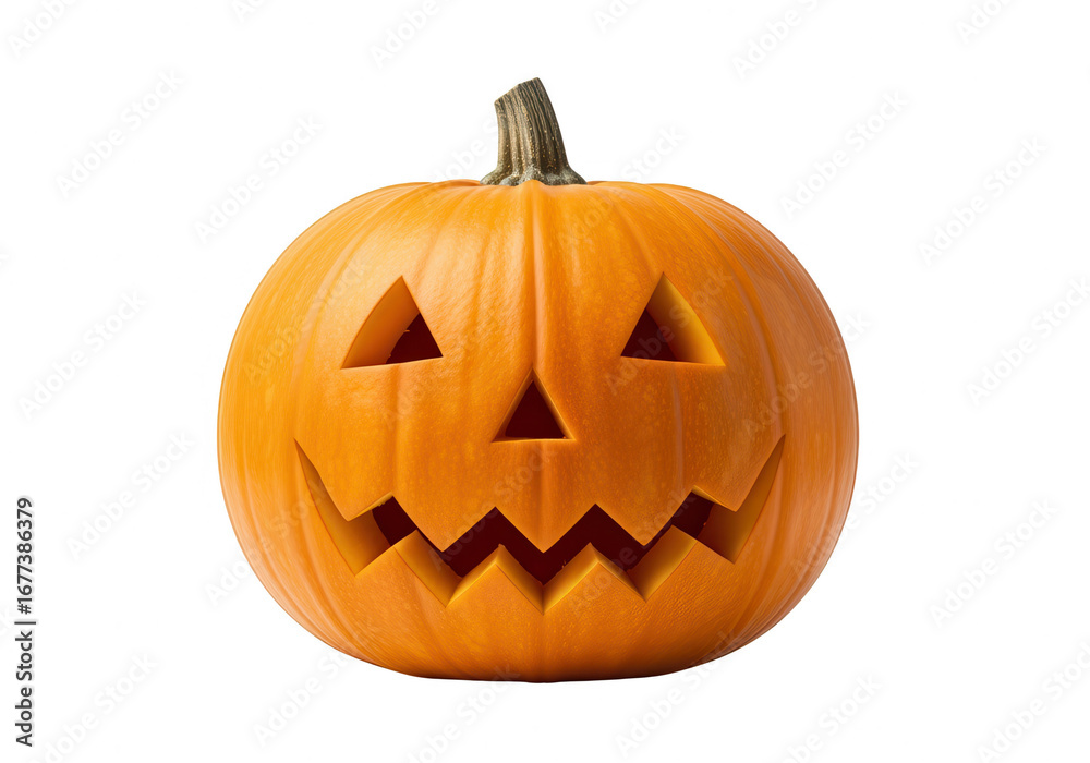 Fototapeta premium Traditional Carved Jack O' Lantern on White Background